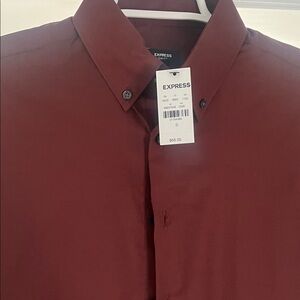 Express Men's Deep Red Button Down Shirt